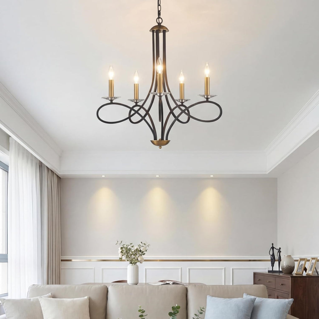 Simple Wrought Iron Irregular Line Chandelier