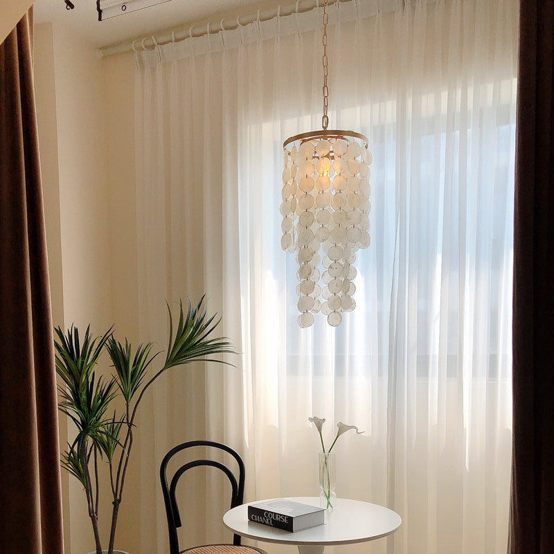 Vintage Duplex Living Room French Shell Chandelier