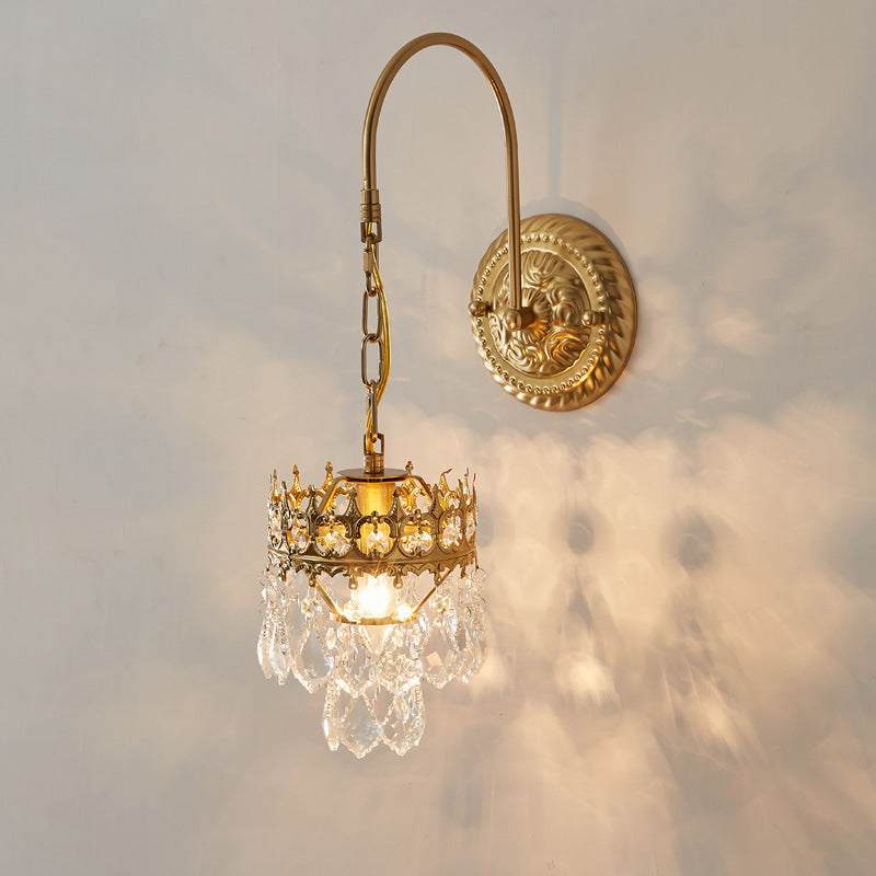 French Retro Crystal Crown Light Luxury Wall Lamp