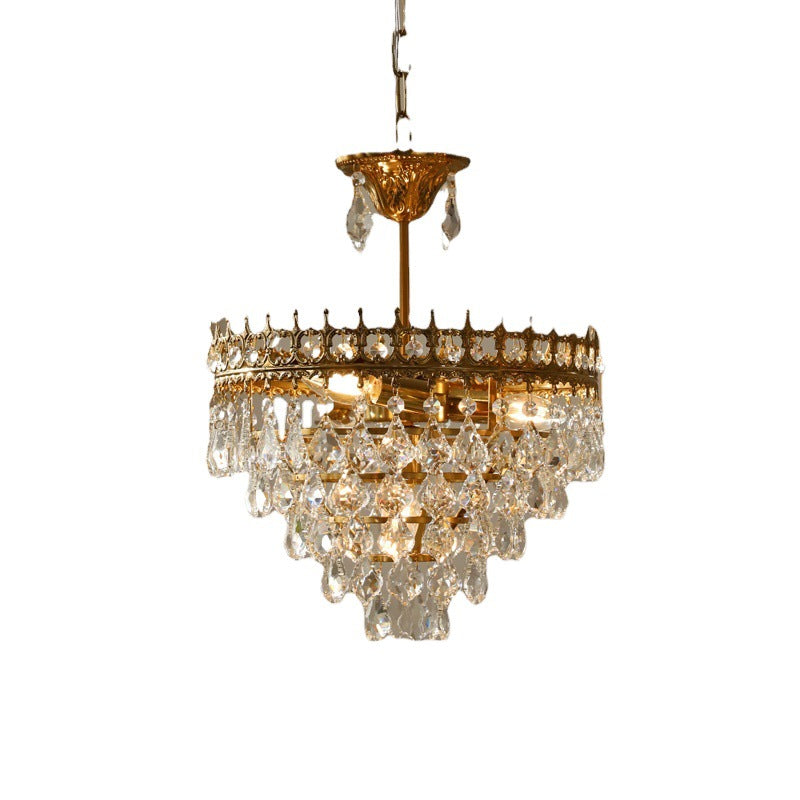 Vintage Crown Crystal Chandelier for Bedroom Bedside