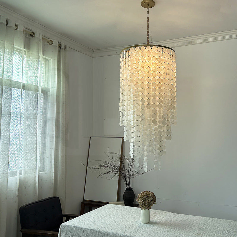Vintage Duplex Living Room French Shell Chandelier