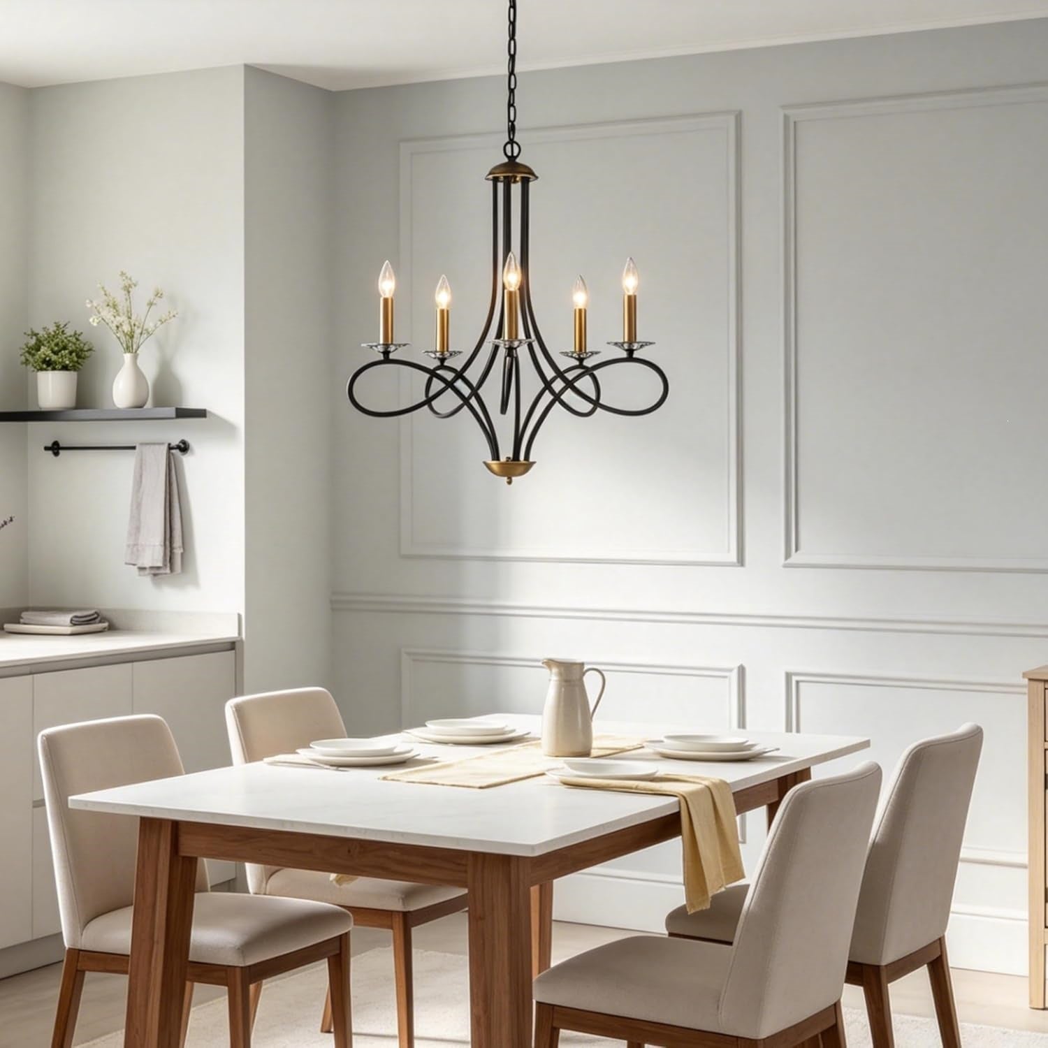 Simple Wrought Iron Irregular Line Chandelier