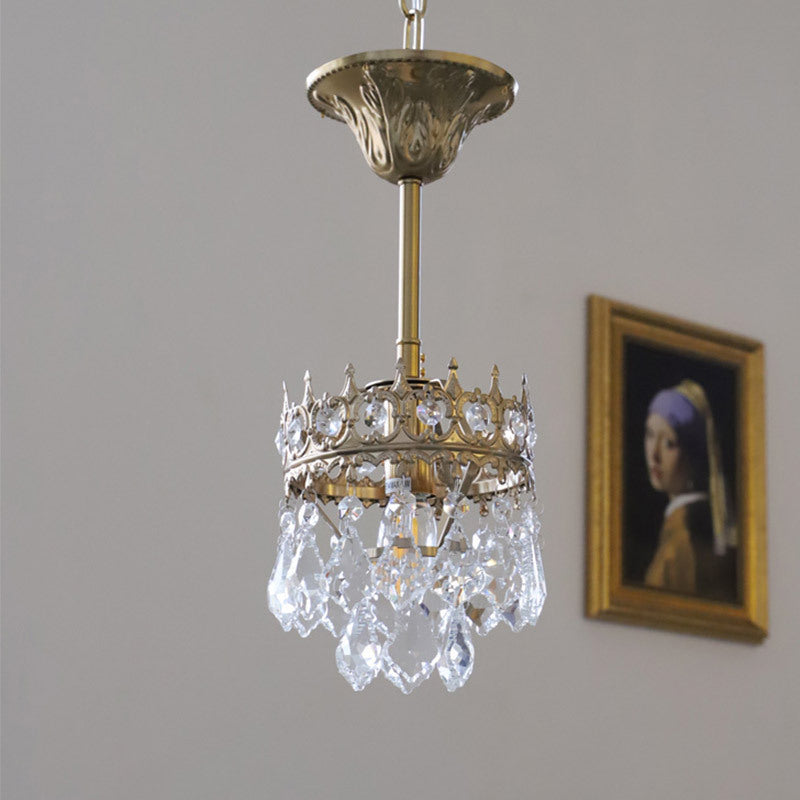 Vintage Crown Crystal Chandelier for Bedroom Bedside