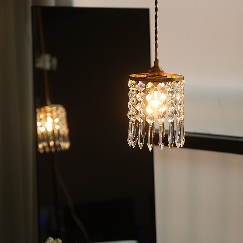 Luxury Crystal Single-Head Bedside Pendant Lamp