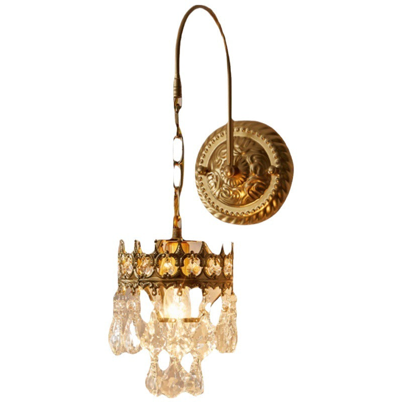 French Retro Crystal Crown Light Luxury Wall Lamp