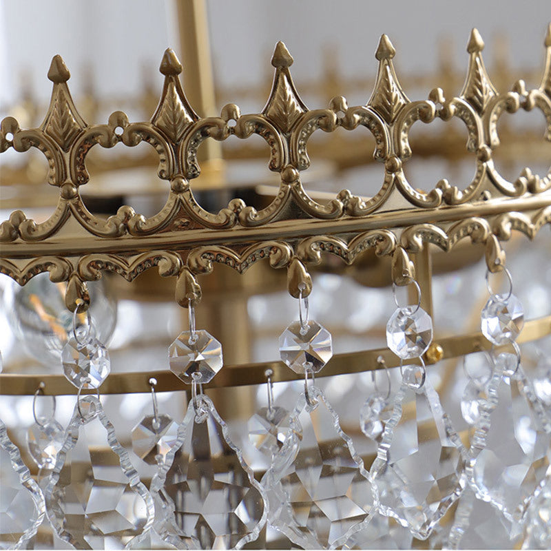 Vintage Crown Crystal Chandelier for Bedroom Bedside