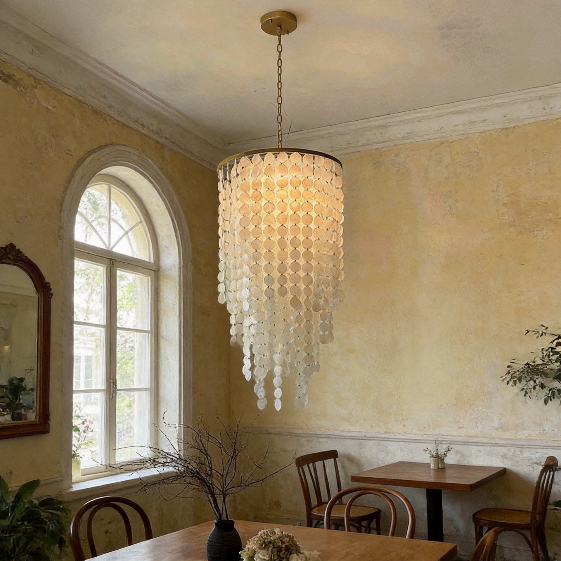 Vintage Duplex Living Room French Shell Chandelier