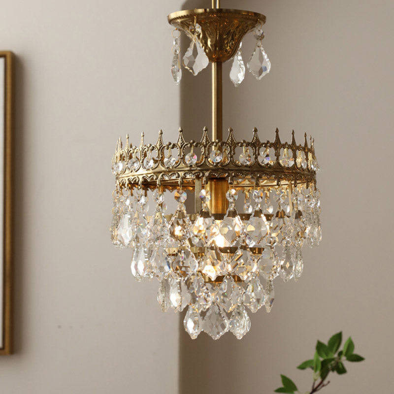 Vintage Crown Crystal Chandelier for Bedroom Bedside
