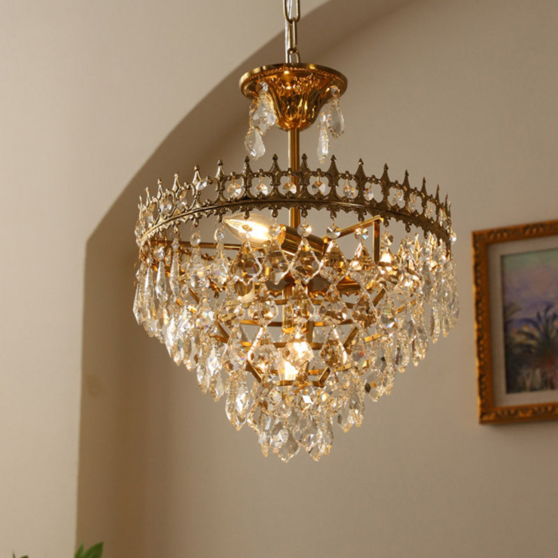 Vintage Crown Crystal Chandelier for Bedroom Bedside