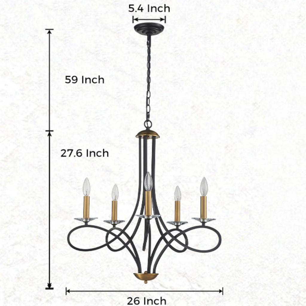 Simple Wrought Iron Irregular Line Chandelier