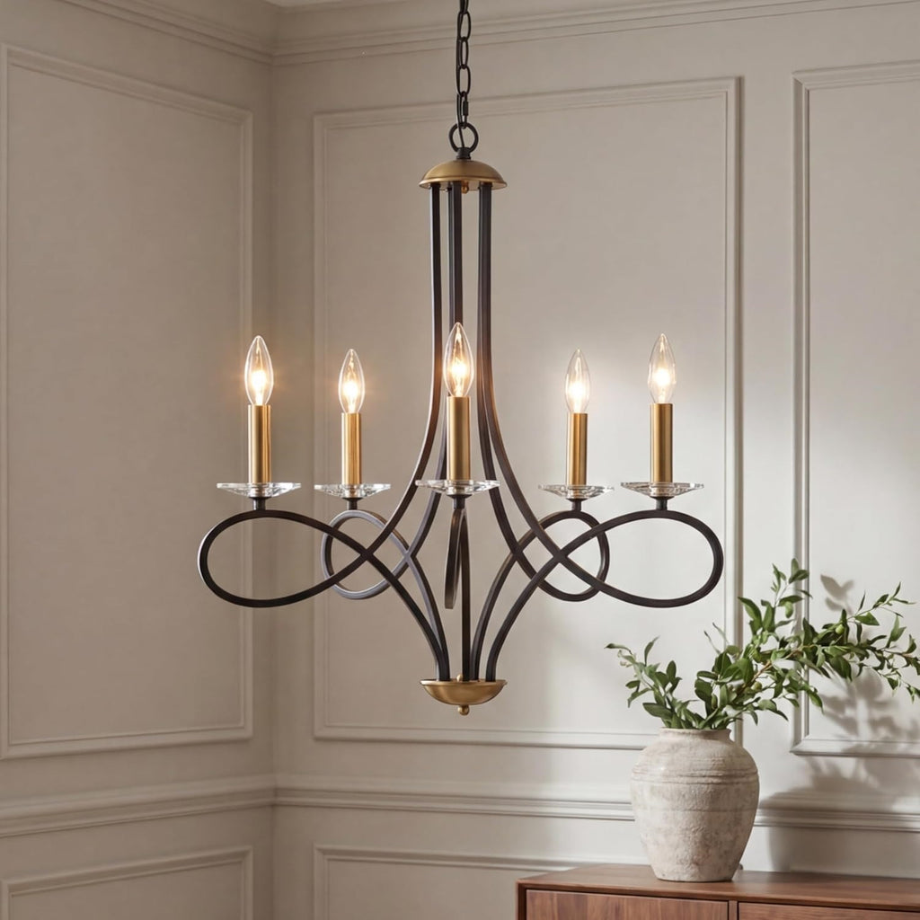 Simple Wrought Iron Irregular Line Chandelier